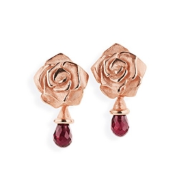 Drachenfels Damen-Ohrstecker Rose of Antoine Silber rotvergoldet Rhodolith rot Brillantschliff – D ROF 22-5/RG