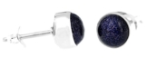 ERCE Blaufluss Ohrstecker Cabochon rund, 925 Sterling Silber, Ø 8 mm im Geschenketui