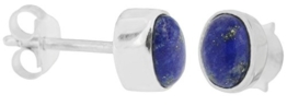 ERCE Lapislazuli Edelstein Ohrstecker Cabochon oval, 925 Sterling Silber, 7 x 5 mm im Geschenketui