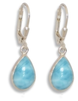 ERCE Larimar Edelstein Ohrringe Tropfen, 925 Sterling Silber, Länge 2,9 cm im Geschenketui