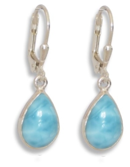 ERCE Larimar Edelstein Ohrringe Tropfen, 925 Sterling Silber, Länge 2,9 cm im Geschenketui