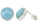 ERCE Larimar Edelstein Ohrstecker rund, 925 Sterling Silber, Ø 11 mm im Geschenketui