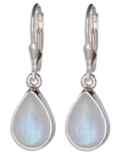 ERCE Regenbogen-Mondstein Edelstein Ohrringe Tropfen, 925 Sterling Silber, Länge 2,9 cm im Geschenketui