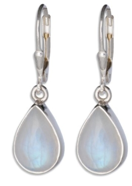 ERCE Regenbogen-Mondstein Edelstein Ohrringe Tropfen, 925 Sterling Silber, Länge 2,9 cm im Geschenketui