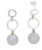 ERCE Regenbogen-Mondstein Edelstein Ohrringe rund, 925 Sterling Silber, Länge 3,4 cm im Geschenketui