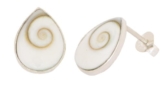 ERCE Shiva Eye/ Shiva Auge Muschel Ohrstecker Tropfen, 925 Sterling Silber, Größe 11 x 9 mm, im Geschenketui