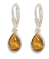 ERCE Tigerauge Edelstein Ohrringe Tropfen, 925 Sterling Silber, Länge 3,2 cm im Geschenketui