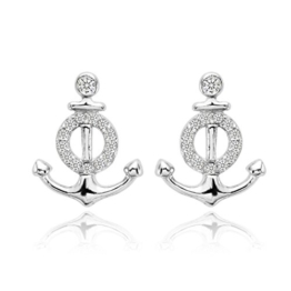 EVER FAITH® 925 Sterling Silber Cubic Zirconia nautisch Anker Stud Ohrringe Ohrstecker N07134-1