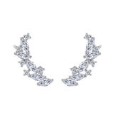 EVER FAITH® 925 Sterling Silber Cubic Zirkonia Elegant Ohrstecker Cuff Wire Wrap Sweep Hoop Ohrringe 1 Pair N07223-1