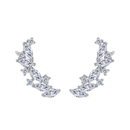 EVER FAITH® 925 Sterling Silber Cubic Zirkonia Elegant Ohrstecker Cuff Wire Wrap Sweep Hoop Ohrringe 1 Pair N07223-1