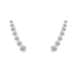 EVER FAITH® 925 Sterling Silber Cubic Zirkonia einfach Ohrstecker Cuff Wrap Sweep Hook Ohrringe 1 Pair N07222-1
