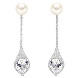 EVER FAITH® Damen 925 Sterling CZ 9MM AAA Süßwasser-Zuchtperle Abnehmbar Ohrstecker Ohrring