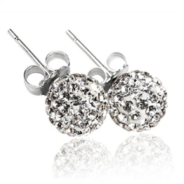 EXKLUSIVE CRYSTAL BALL OHRSTECKER 8MM 925 STERLING SILBER NICKELFREI WEIß KRISTALLKLAR