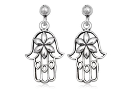 EYS Damen-Ohrringe Hand der Fatima 29 x 14 mm 925 Sterling Silber oxidiert im Etui Damen-Ohrstecker