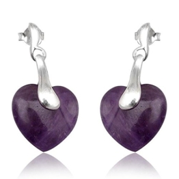 EYS Damen-Ohrringe Herzen Amethyst 925 Sterling Silber lila violett im Etui Ohrstecker