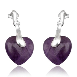 EYS Damen-Ohrringe Herzen Amethyst 925 Sterling Silber lila violett im Etui Ohrstecker