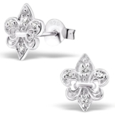 EYS Damen-Ohrringe Lilie „Fleur De Lis“ Zirkonia 10 x 8 mm 925 Sterling Silber weiß im Etui Damen-Ohrstecker