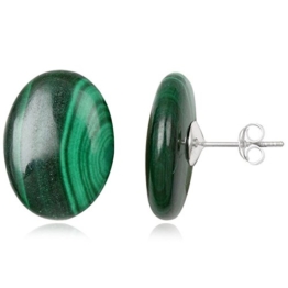 EYS Damen-Ohrringe Malachit 925 Sterling Silber grün im Etui Edelstein Ohrstecker