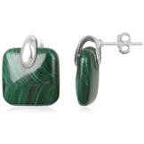 EYS Damen-Ohrringe Malachit eckig 15 mm 925 Sterling Silber grün im Etui Edelstein Ohrstecker
