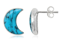EYS Damen-Ohrringe Monde Türkis 13 x 9 mm 925 Sterling Silber grün blau im Etui Ohrstecker