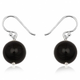 EYS Damen-Ohrringe Onyx Kugeln 10 mm 925 Sterling Silber schwarz im Etui Damen-Ohrhänger