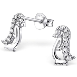 EYS Damen-Ohrringe Pinguine Zirkonia 11 x 6 mm 925 Sterling Silber weiß im Etui Damen-Ohrstecker