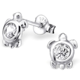 EYS Damen-Ohrringe Schildkröte Zirkonia 8 x 6 mm 925 Sterling Silber weiß im Etui Damen-Ohrstecker