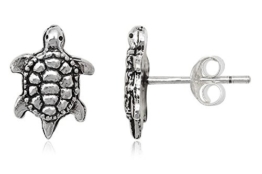 EYS Damen-Ohrringe Schildkröten 12 x 8 mm oxidiert 925 Sterling Silber im Etui Damen-Ohrstecker