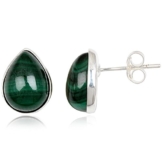 EYS Damen-Ohrringe Tropfen Malachit 925 Sterling Silber grün im Etui Edelstein Ohrstecker