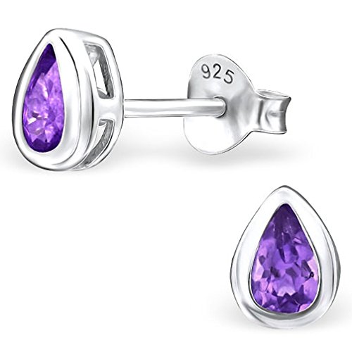 EYS Damen-Ohrringe Tropfen Träne Amethyst 5 x 3 mm 925 Sterling Silber lila violett im Etui Damen-Ohrstecker
