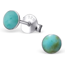 EYS Damen-Ohrringe Türkis rund 4 mm 925 Sterling Silber grün blau im Etui Ohrstecker
