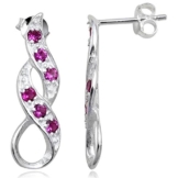 EYS Damen-Ohrringe Unendlichkeit Infinity Zirkonia 25 x 8 mm 925 Sterling Silber pink fuchsia im Etui Ohrstecker