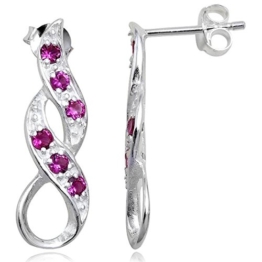 EYS Damen-Ohrringe Unendlichkeit Infinity Zirkonia 25 x 8 mm 925 Sterling Silber pink fuchsia im Etui Ohrstecker