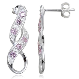 EYS Damen-Ohrringe Unendlichkeit Infinity Zirkonia 25 x 8 mm 925 Sterling Silber rosa pink im Etui Ohrstecker