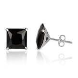 EYS Damen-Ohrringe Zirkonia eckig 10 mm 925 Sterling Silber schwarz im Etui Ohrstecker