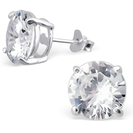 EYS Damen-Ohrringe Zirkonia rund 10 mm 925 Sterling Silber kristall-weiß im Etui Damen-Ohrstecker