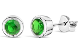 EYS Damen-Ohrringe Zirkonia rund 6 mm 925 Sterling Silber smaragd-grün im Etui Ohrstecker