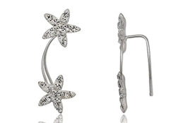 EYS Glitzer Damen-Ohrringe Sternschnuppen Preciosa Elements 26 x 10 mm 925 Sterling Silber weiß im Etui Kristall-Ohrstecker