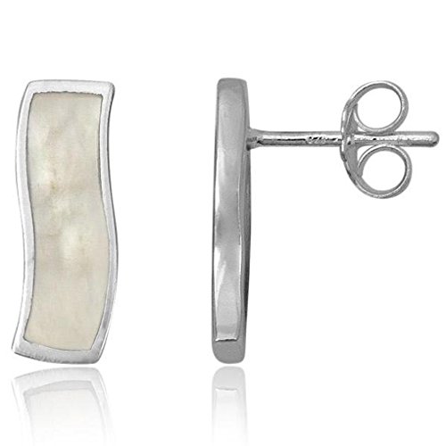 EYS JEWELRY® Damen-Ohrringe – 14 x 6 mm Perlmutt Muschel 925 Sterling Silber weiß im Etui Damenohrstecker