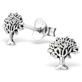 EYS JEWELRY® Damen-Ohrringe Baum des Lebens Lebensbaum Weltenbaum 6 x 6 mm blank 925 Sterling Silber oxidiert silber im Etui Damenohrstecker