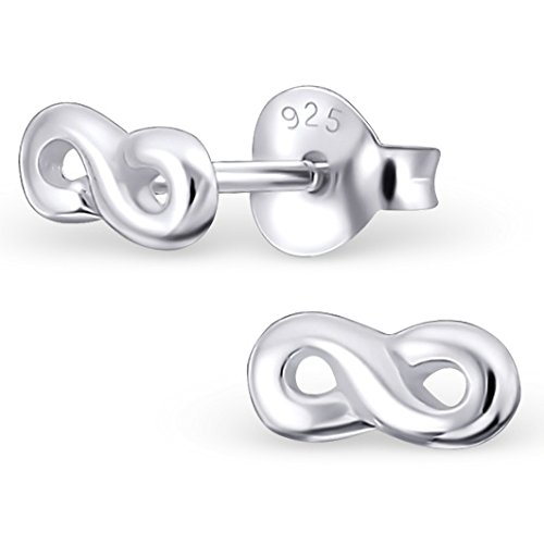 EYS JEWELRY® Damen-Ohrringe Infinity Unendlichkeits-Symbol 4 x 6 mm blank 925 Sterling Silber silber im Etui Damenohrstecker