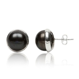 EYS JEWELRY® Damen-Ohrringe Kugeln Bälle Perlen 10 x 10 mm Perlen Süßwasser-Zuchtperlen 925 Sterling Silber schwarz im Etui Damenohrstecker