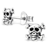 EYS JEWELRY® Damen-Ohrringe Totenkopf Skull Halloween 6 x 7 mm blank 925 Sterling Silber oxidiert silber im Etui Damenohrstecker