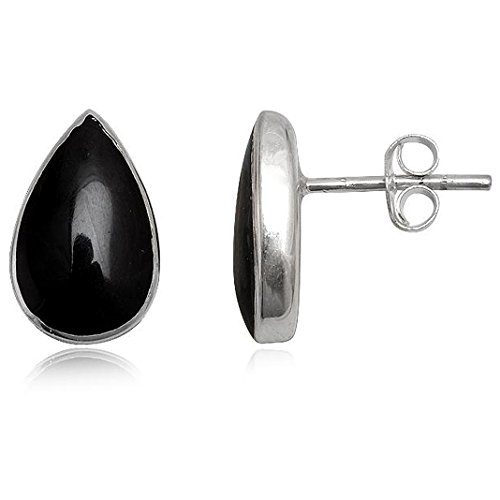 EYS JEWELRY® Damen-Ohrringe Träne Tropfen 13 x 8 mm Perlmutt Muschel 925 Sterling Silber schwarz im Etui Damenohrstecker