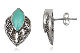 EYS exklusive Damen-Ohrringe Türkis Markasit 925 Sterling Silber grün im Etui Damen-Ohrstecker