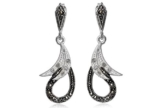 EYS exklusive Damen-Ohrringe Zirkonia Markasit 925 Sterling Silber schwarz weiß im Etui Damen-Ohrstecker