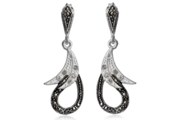EYS exklusive Damen-Ohrringe Zirkonia Markasit 925 Sterling Silber schwarz weiß im Etui Damen-Ohrstecker
