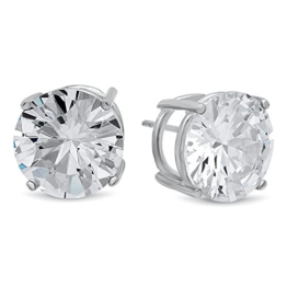 Echtes 925 Sterling Silber Brilliant Cut Korb Set rund transparent Farbe CZ Ohrstecker