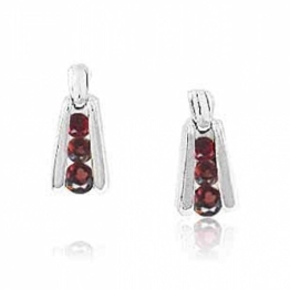 Edle Ohrringe / Ohrstecker mit Granat, Sterling Silber