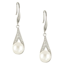 Eimbory Ohrringe 925 Sterling Silber Zirkonia Shell Perlen Dangler Eardrop Ohrstecker